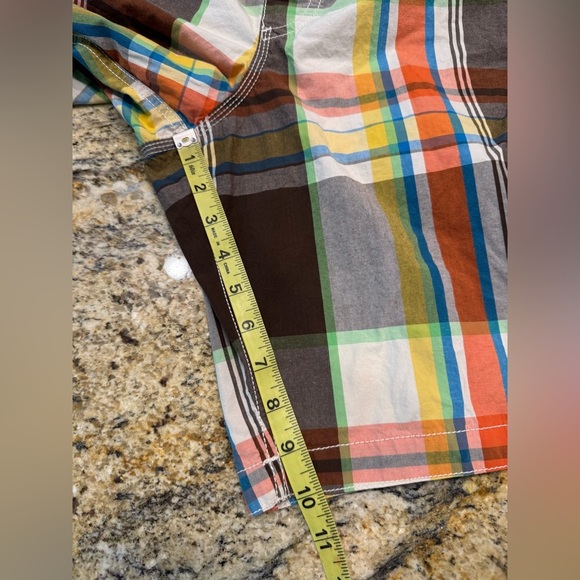 Old Navy Mens XL Swim Board Shorts Mesh Lined Orange Plaid Cargo Pocket Swimsuit - Picture 10 of 10